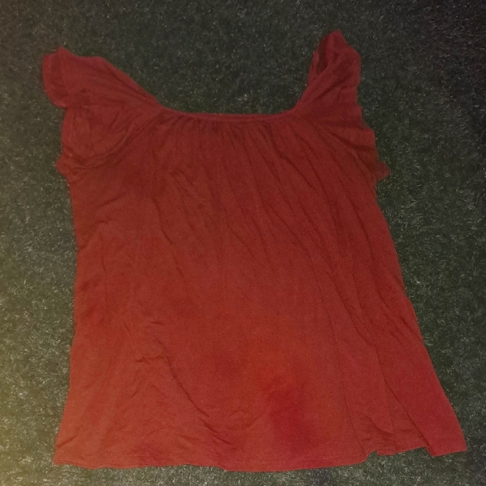 Lane Bryant Maroon Ruffled Swing Tee